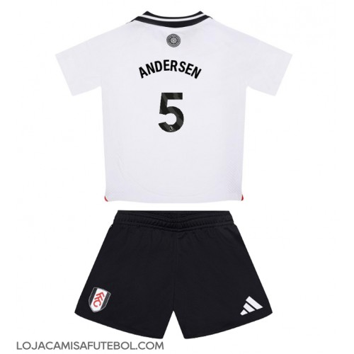 Camisa de Futebol Fulham Joachim Andersen #5 Equipamento Principal Infantil 2024-25 Manga Curta (+ Calças curtas)